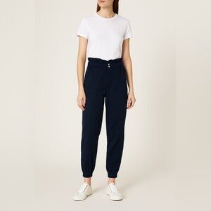 Ba&sh Navy Paperbag Waist Cotton Pants